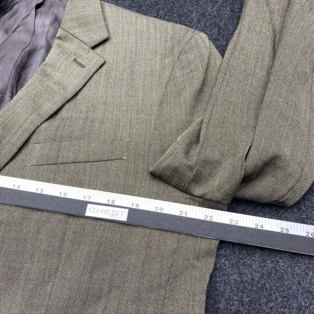 Christian Dior Mens 46R Olive Green Herringbone Blazer Sport Coat Jacket